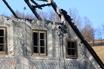 Burnt roof in Poland
