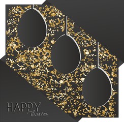  Happy Easter Vector greeting card elegant gold and black