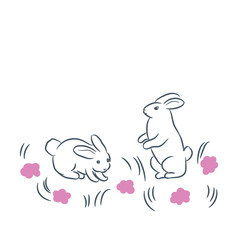 Two white rabbit/ Picture of two white rabbits on a flower meadow