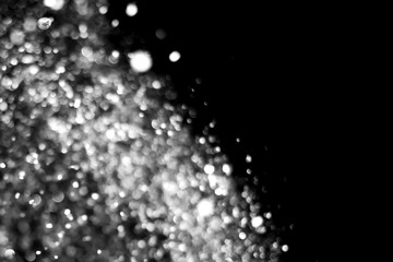 Snowfall isolated on black background . Design element