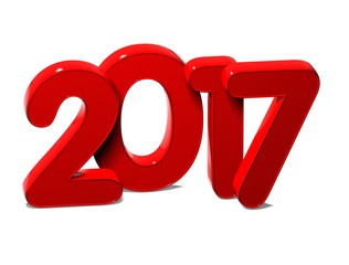 3D Red New Year 2017 on white background