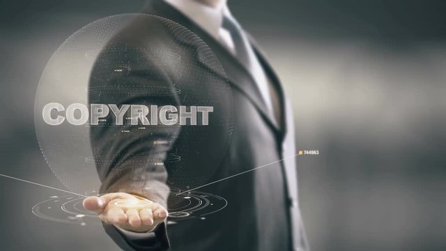 Copyright Technology Businessman Holding in Hand New technologies