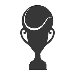 trophy with tennis ball icon over white background. vector illustration