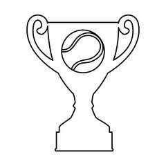 trophy with tennis ball icon over white background. vector illustration