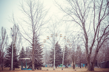 Ferris wheel in the old amusement park