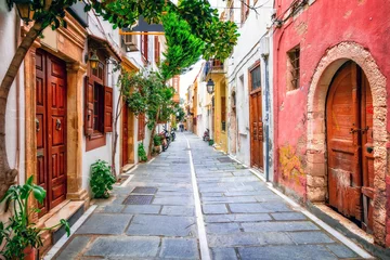 Gardinen Charmante Straßen der Altstadt in Rethymno.Crete Island, Greece © Freesurf