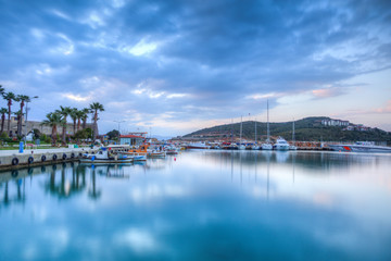 Fototapeta premium Sunrise in Datca Harbor in Turkey