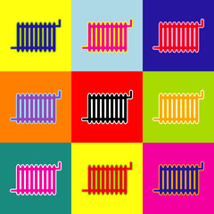 Radiator sign. Vector. Pop-art style colorful icons set with 3 colors.