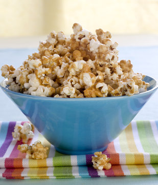 Bowl of caramel popcorn 