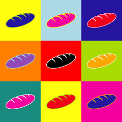 Bread sign. Vector. Pop-art style colorful icons set with 3 colors.