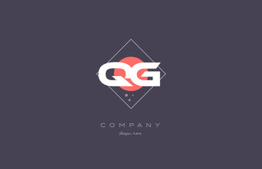 qg q g  vintage retro pink purple alphabet letter logo icon template