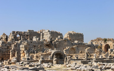 Fototapeta na wymiar Ruins of the ancient city Perge Turkey