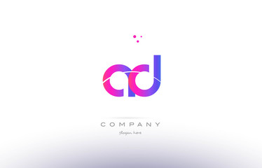 ad a d  pink modern creative alphabet letter logo icon template