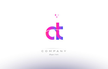 at a t  pink modern creative alphabet letter logo icon template