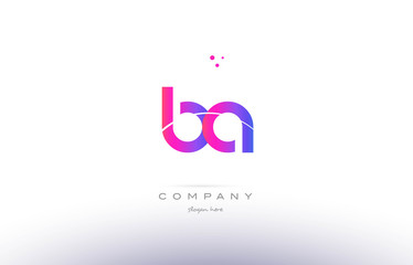 ba b a  pink modern creative alphabet letter logo icon template