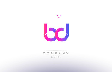 bd b d  pink modern creative alphabet letter logo icon template