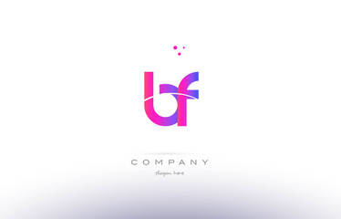 bf b f  pink modern creative alphabet letter logo icon template - obrazy, fototapety, plakaty