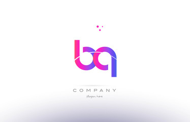 bq b q  pink modern creative alphabet letter logo icon template