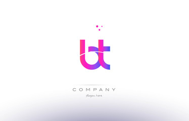 bt b t  pink modern creative alphabet letter logo icon template