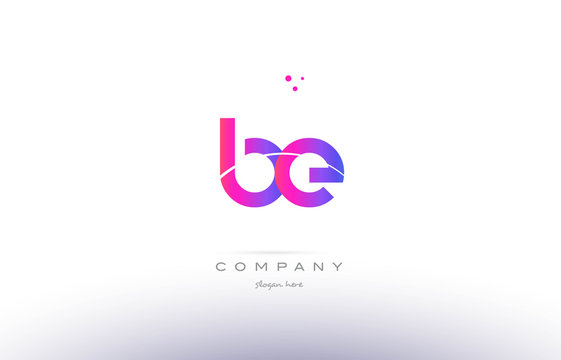 be b e  pink modern creative alphabet letter logo icon template