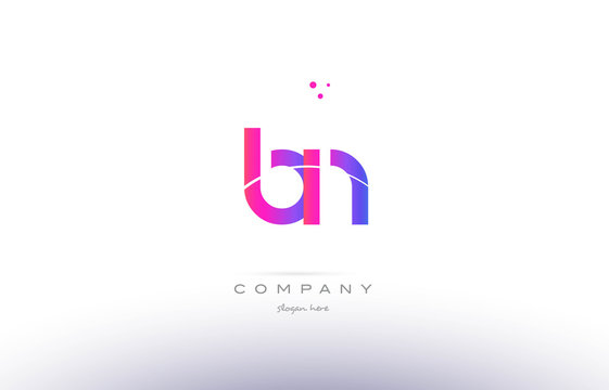 bn b n  pink modern creative alphabet letter logo icon template