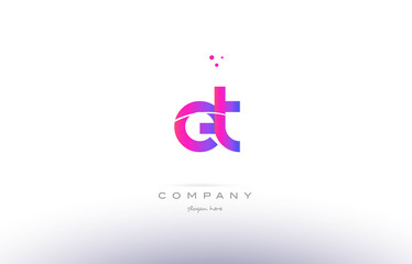 et e t  pink modern creative alphabet letter logo icon template
