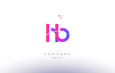hb h b  pink modern creative alphabet letter logo icon template