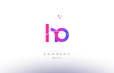ho h o  pink modern creative alphabet letter logo icon template