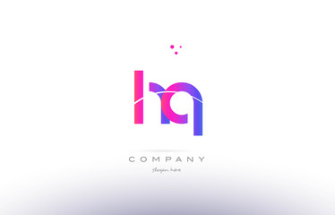 hq h q  pink modern creative alphabet letter logo icon template