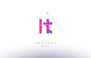 ht h t  pink modern creative alphabet letter logo icon template