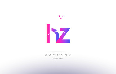 hz h z  pink modern creative alphabet letter logo icon template