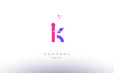 ik i k  pink modern creative alphabet letter logo icon template