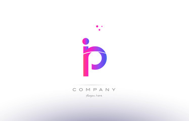 ip i p  pink modern creative alphabet letter logo icon template