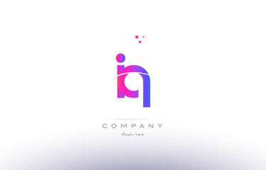 iq i q  pink modern creative alphabet letter logo icon template