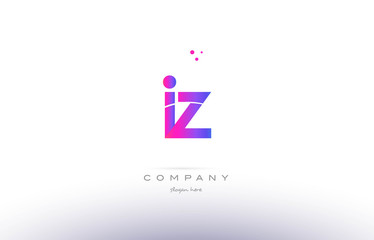 Obraz premium iz i z pink modern creative alphabet letter logo icon template