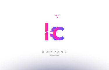 kc k c  pink modern creative alphabet letter logo icon template