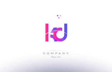 kd k d  pink modern creative alphabet letter logo icon template