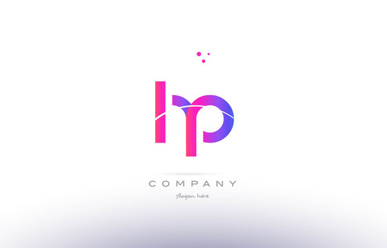 hp h p  pink modern creative alphabet letter logo icon template