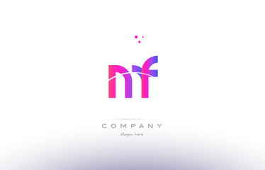 mf m f  pink modern creative alphabet letter logo icon template