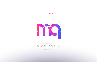 mq m q  pink modern creative alphabet letter logo icon template