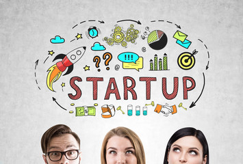 Man and women and start up sketch