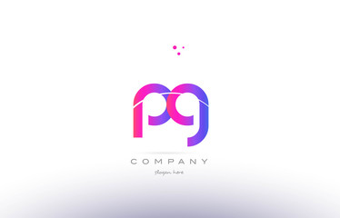pg p g  pink modern creative alphabet letter logo icon template