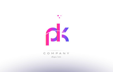 pk p k  pink modern creative alphabet letter logo icon template - obrazy, fototapety, plakaty