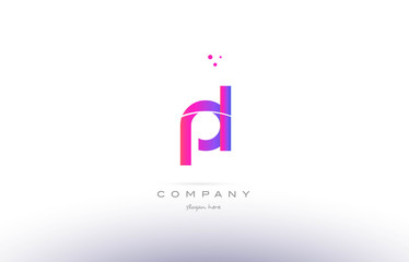 pl p l  pink modern creative alphabet letter logo icon template