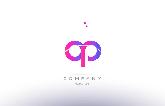 op o p  pink modern creative alphabet letter logo icon template