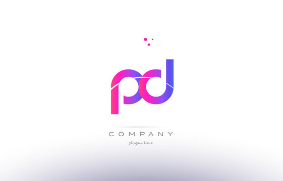 pd p d  pink modern creative alphabet letter logo icon template