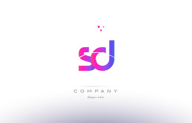 sd s d  pink modern creative alphabet letter logo icon template