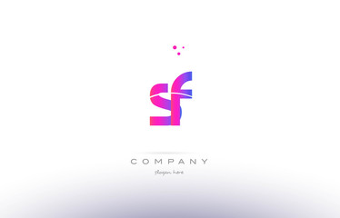 sf s f  pink modern creative alphabet letter logo icon template
