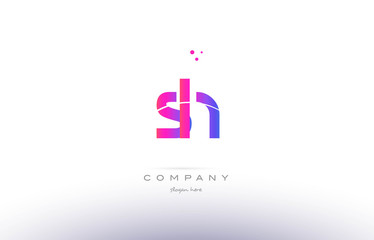 sh s h  pink modern creative alphabet letter logo icon template