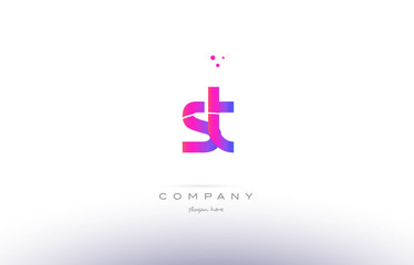 st s t  pink modern creative alphabet letter logo icon template